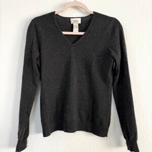 Neiman Marcus Cashmere Sweater Charcoal Gray V Neck Lightweight Women M Luxury